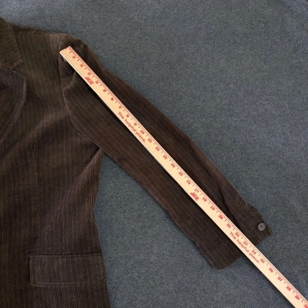 Vintage Corduroy Blazer Mens Large Brown Herringbone Wide Wale Two Button Jacket